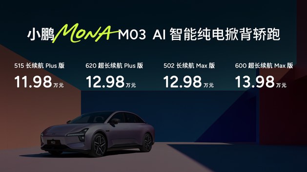 11.98万元起！小鹏MONA M03加推4款新版型升级上市